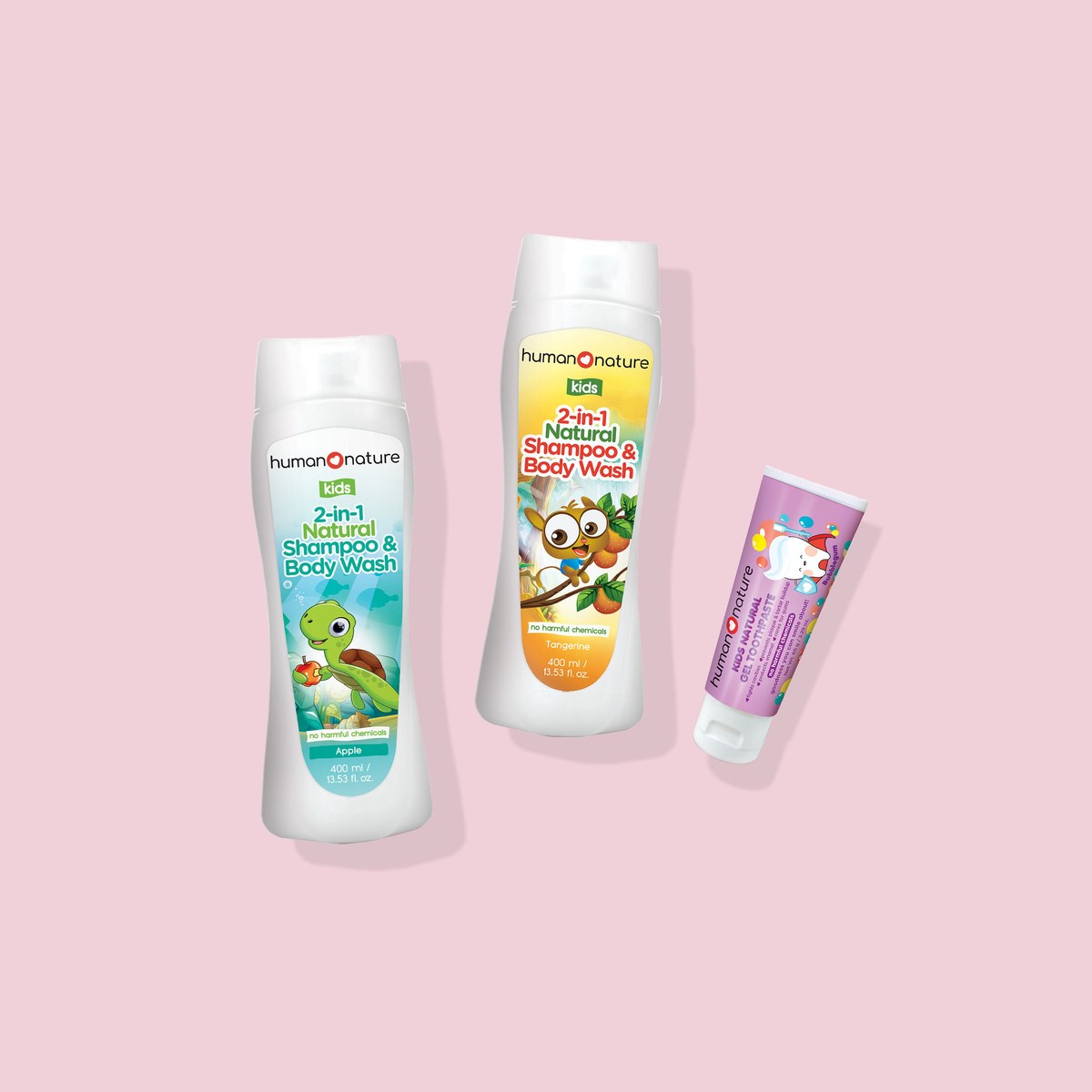 Human Nature 400 ml Kids Shampoo & Body Wash Duo + 65 grams Kids Toothpaste