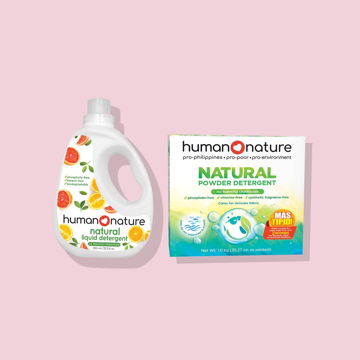 Human Nature 950 ml Natural Liquid Detergent + 1000 grams Natural Powder Detergent