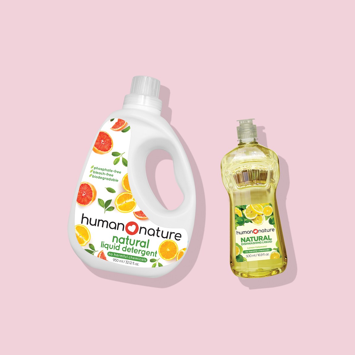 Human Nature 950 ml Natural Liquid Detergent + 500 ml Natural Dishwashing Liquid Lemon-Calamansi Scent