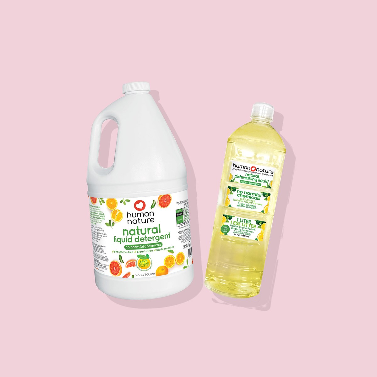 Human Nature 1 Gallon Natural Liquid Detergent + 1 L Natural Dishwashing Liquid Lemon-Calamansi Scent
