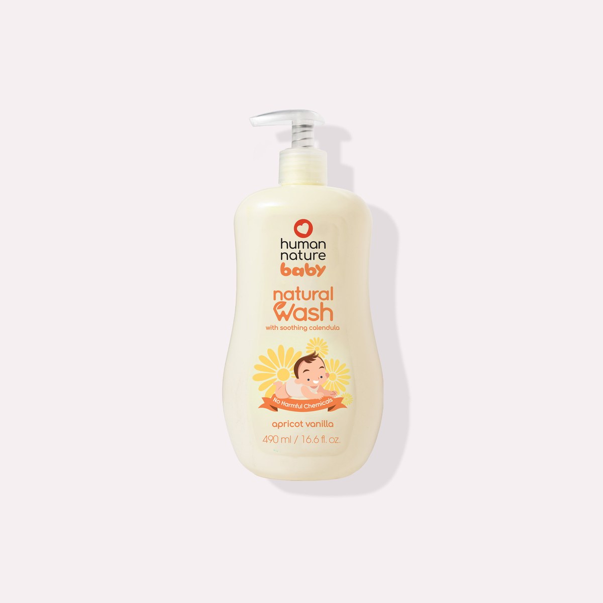 Human Nature Natural Baby Wash - Calendula 490 ml Apricot Vanilla Scent