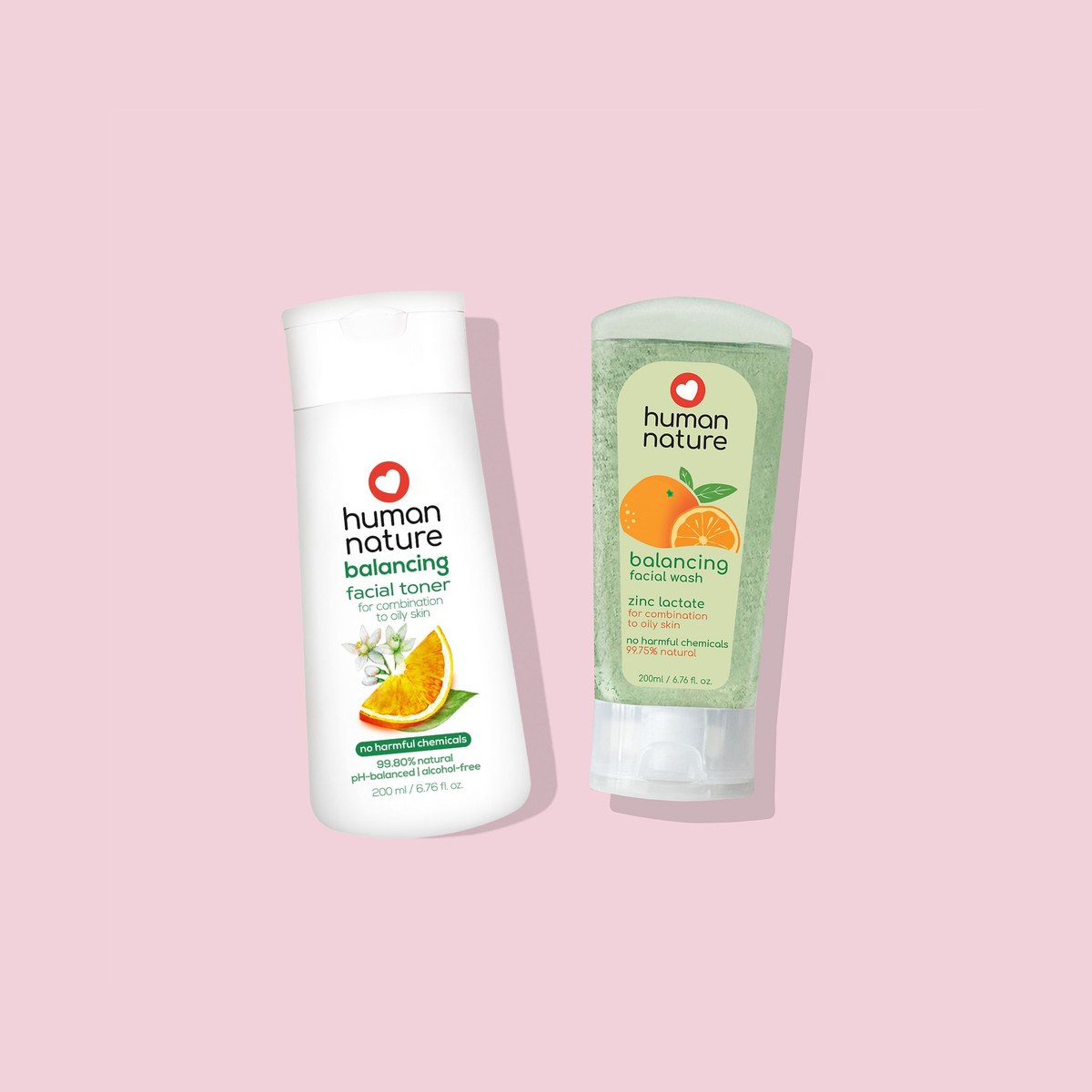 Human Nature 200 ml Balancing Facial Wash + 200 ml Balancing Face Toner