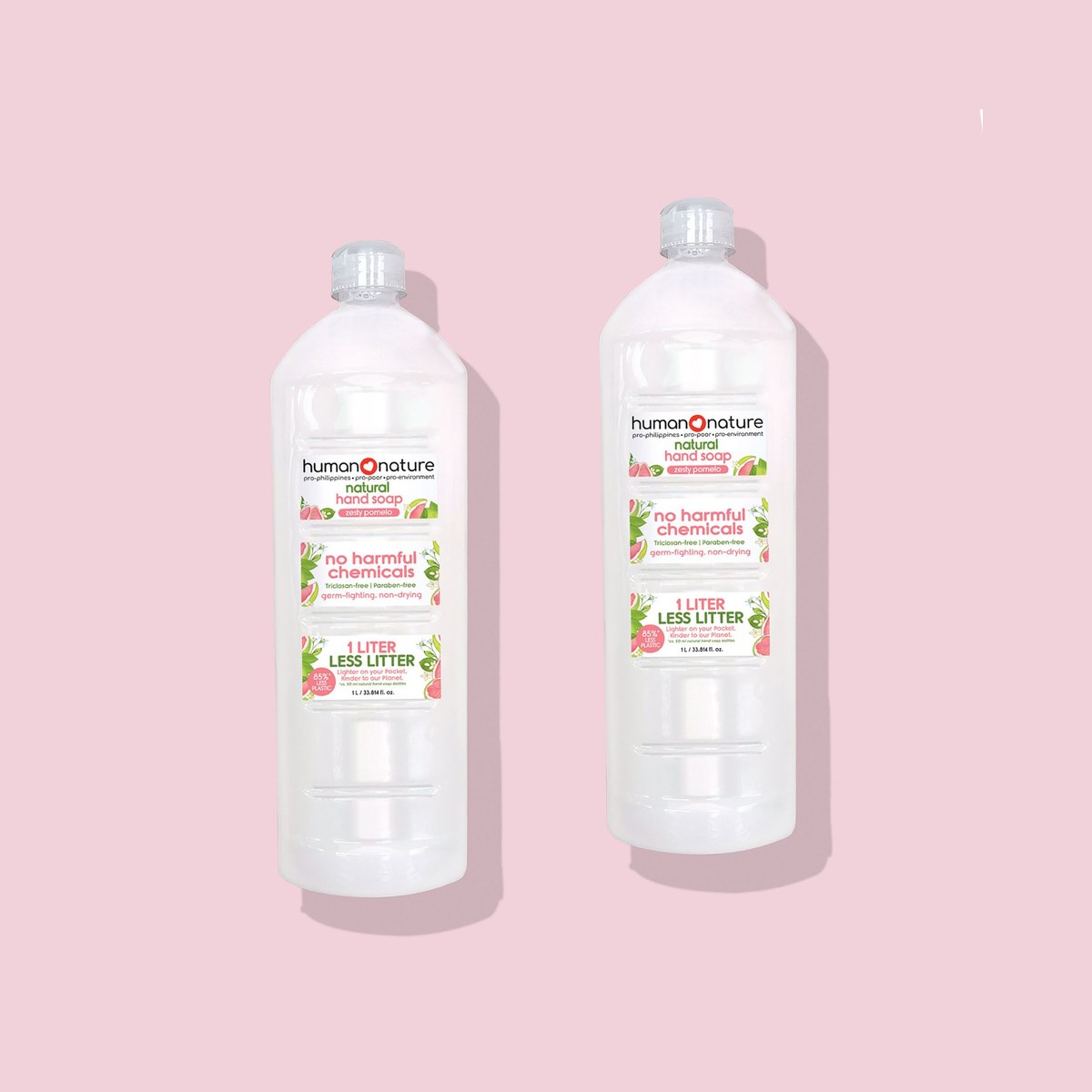 Human Nature 2x 1 L Natural Hand Soap Zesty Pomelo Scent