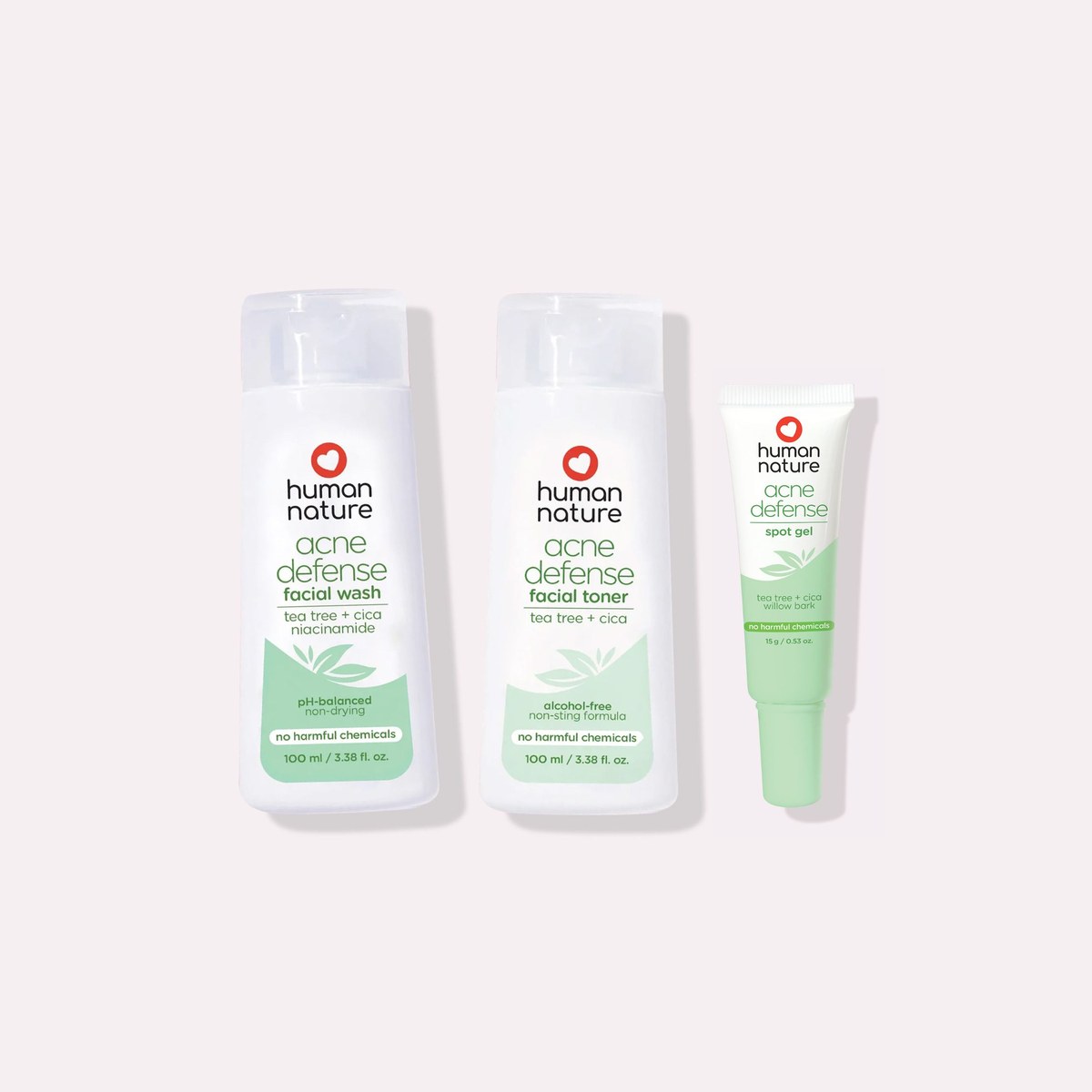 Human Nature Acne Defense Line Bundle with new 15 grams Gel