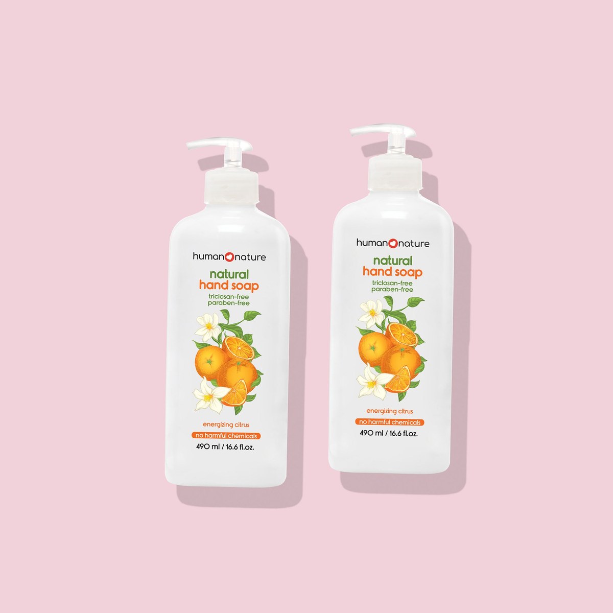 Human Nature 2x 490 ml Natural Hand Soap Energizing Citrus Scent