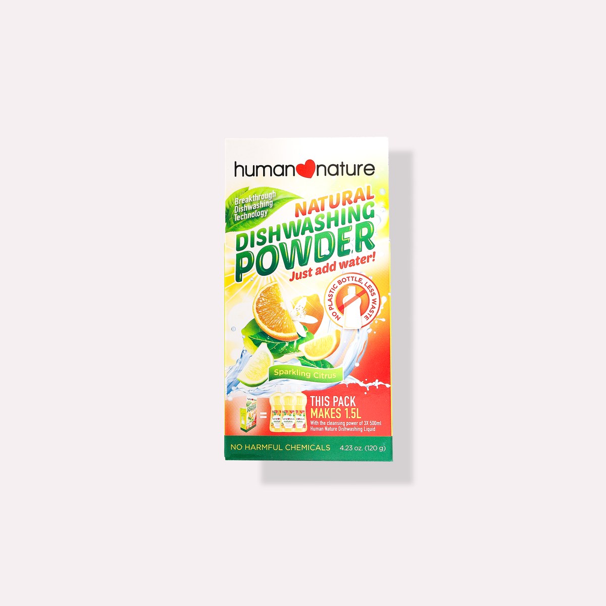 Human Nature Natural Dishwashing Powder 120 grams Sparkling Citrus Scent